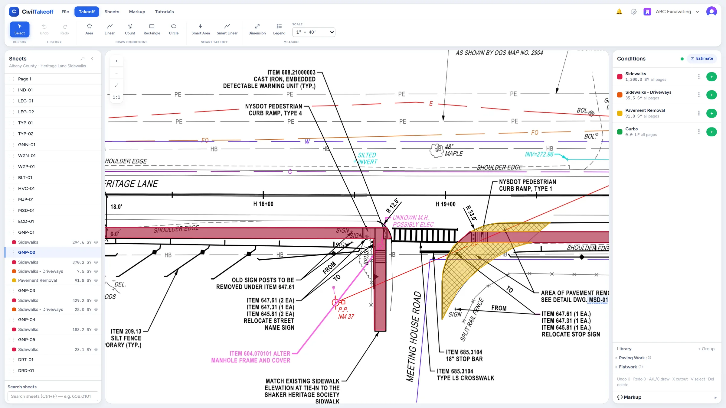 Measure plan sheets and organize conditions in the Free workspace.